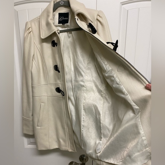 Guess Winter White Wool Toggle Coat L - Picture 13 of 15